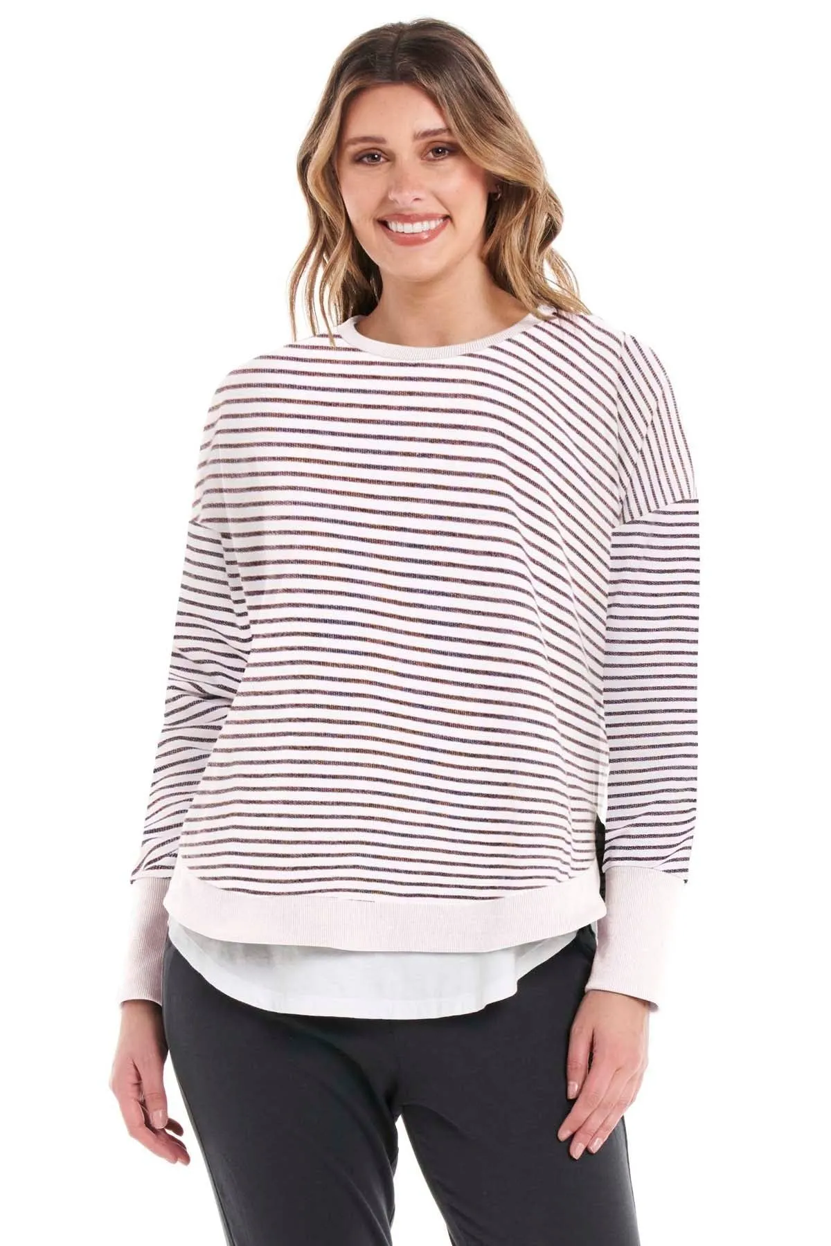 Betty Basics Lucy French Terry Sweater in Stripe