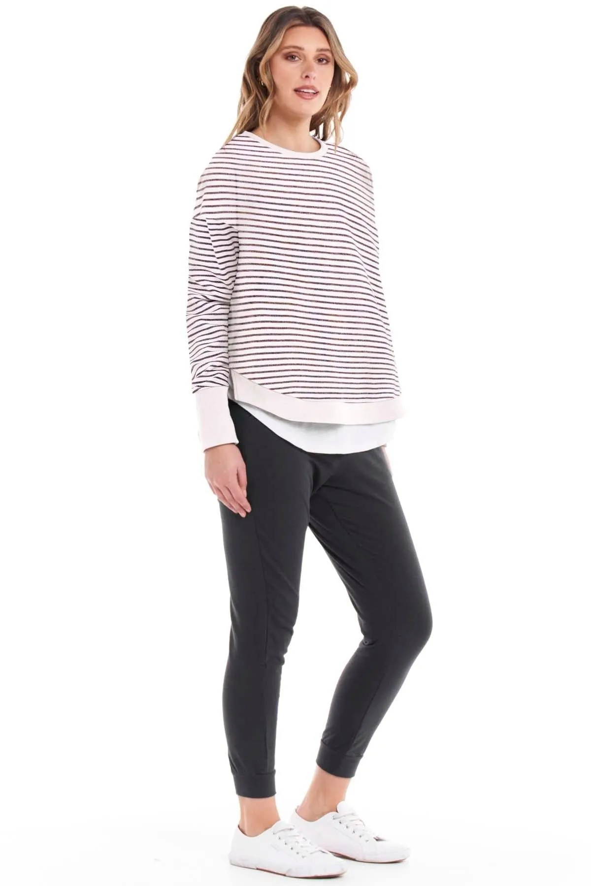 Betty Basics Lucy French Terry Sweater in Stripe