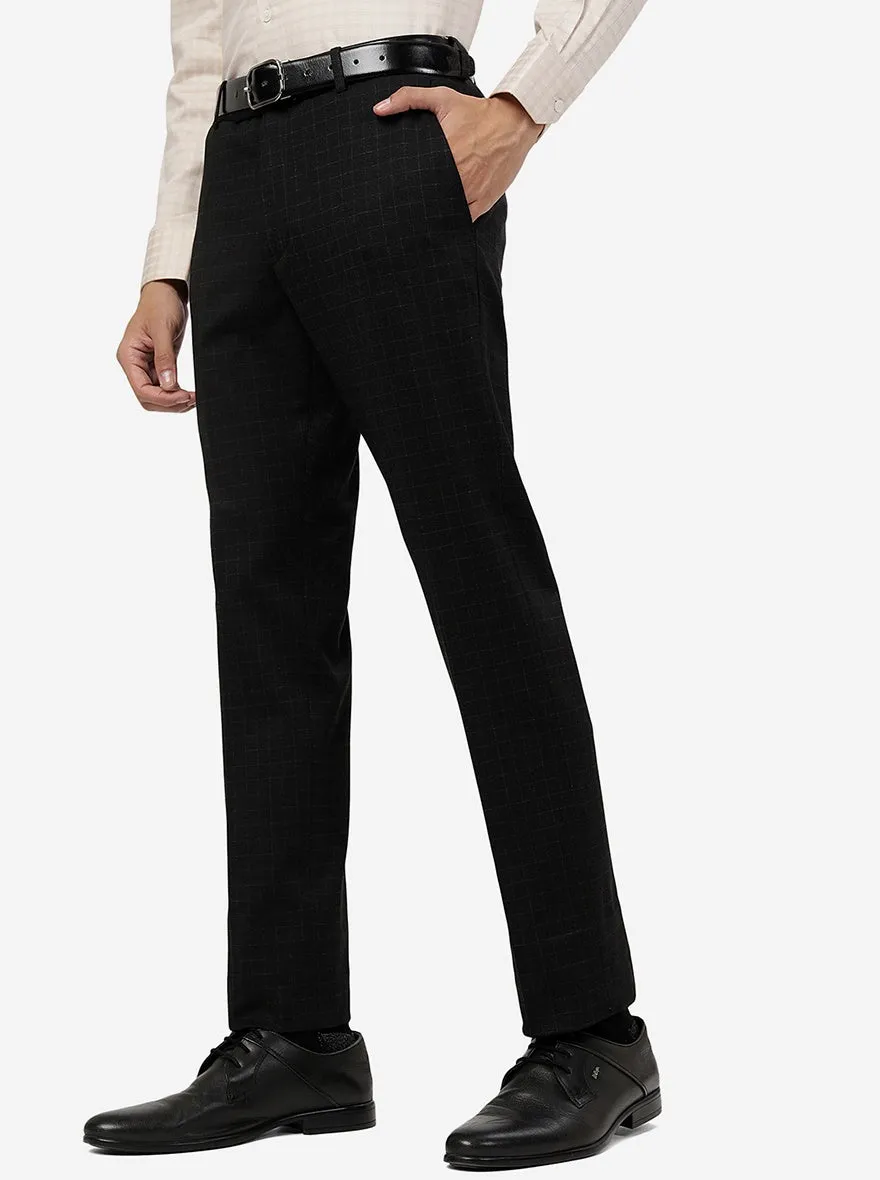 Black Checked Slim Fit Formal Trouser | JB Studio