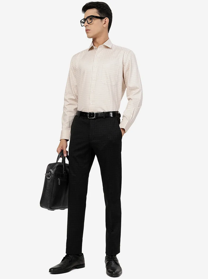 Black Checked Slim Fit Formal Trouser | JB Studio