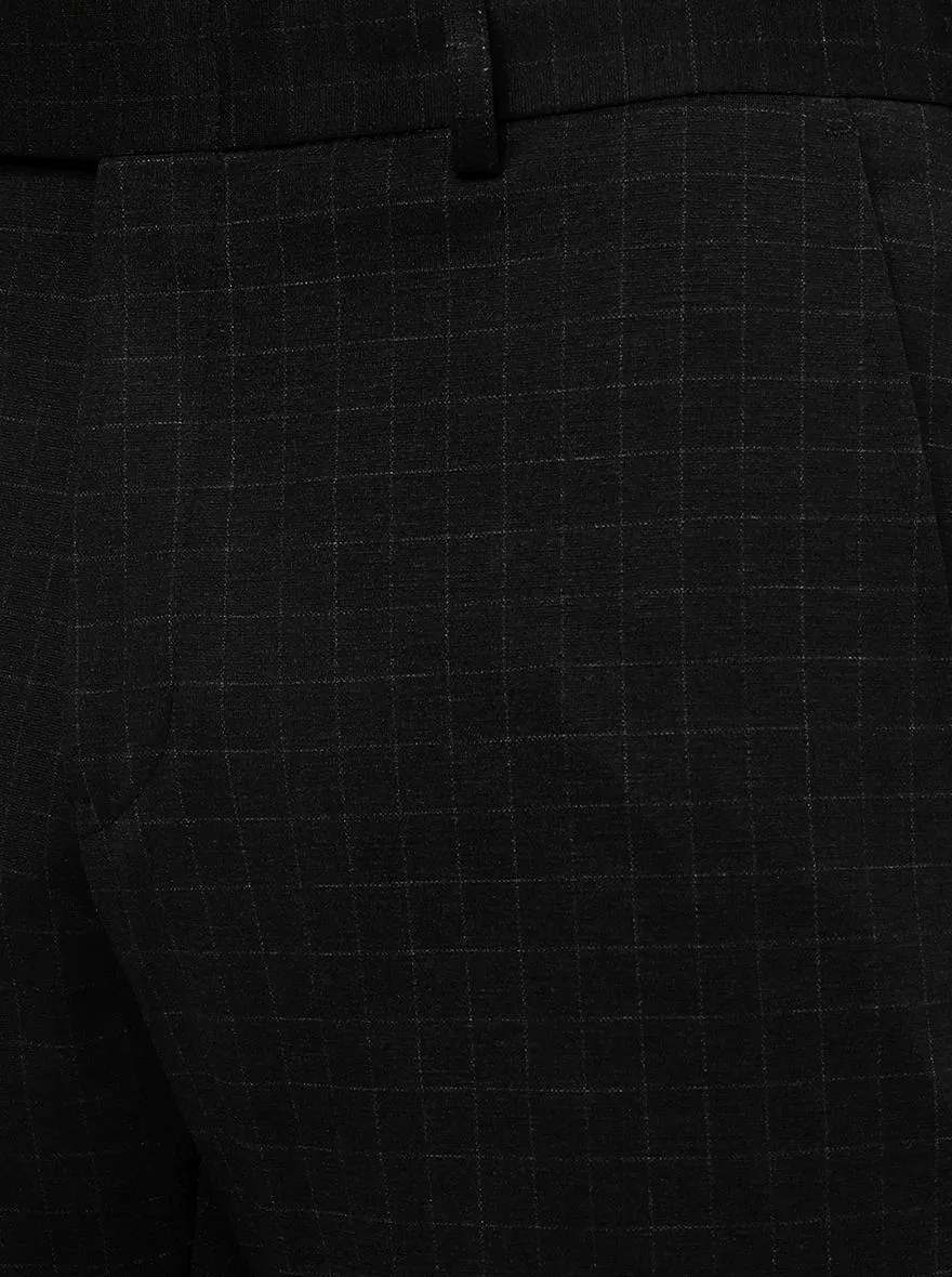 Black Checked Slim Fit Formal Trouser | JB Studio