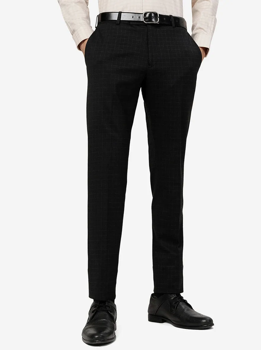 Black Checked Slim Fit Formal Trouser | JB Studio