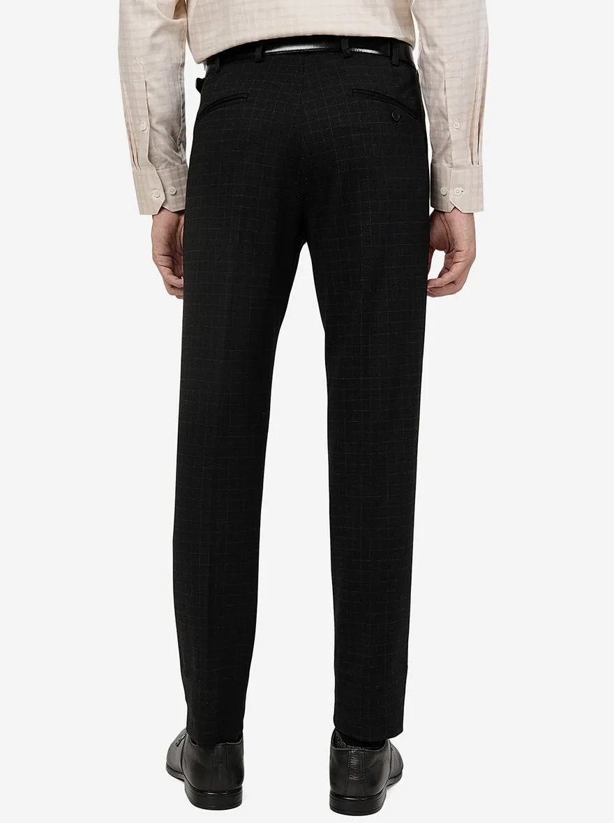 Black Checked Slim Fit Formal Trouser | JB Studio