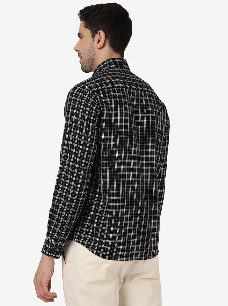 Black Checked Smart Fit Semi Casual Shirt | Greenfibre