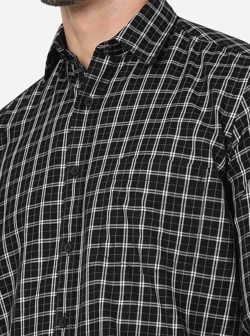 Black Checked Smart Fit Semi Casual Shirt | Greenfibre