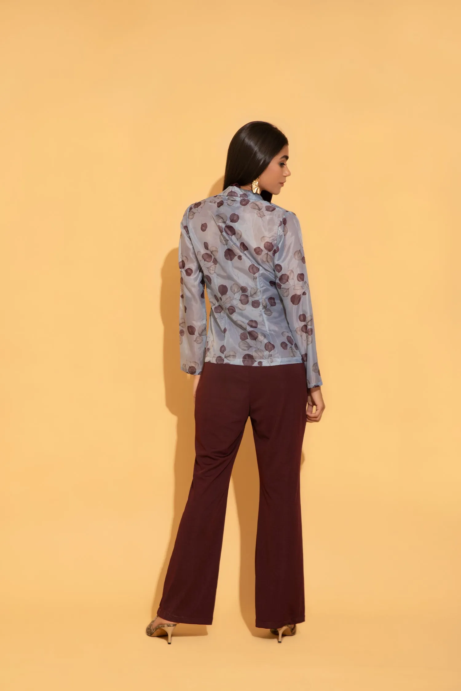 Blue Printed Organza Shirt