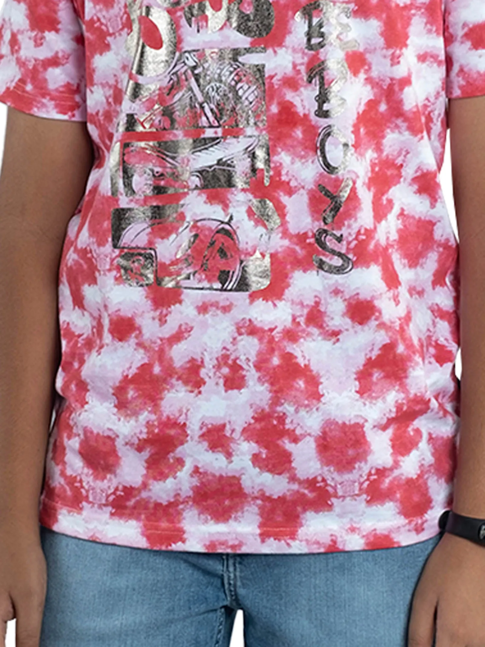 Boys Tie & Dye Printed Tee & Denim Shorts Sets