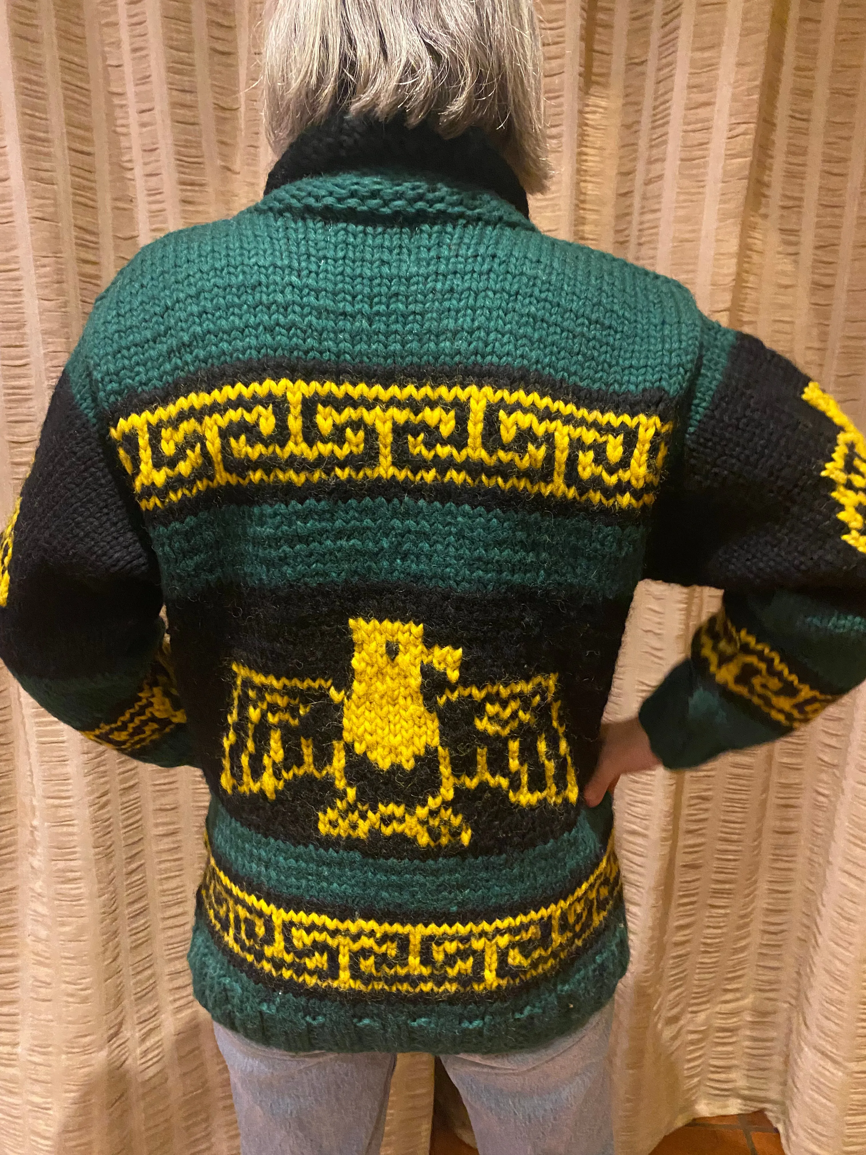 Canadian Knit Sweater - Green/Yellow