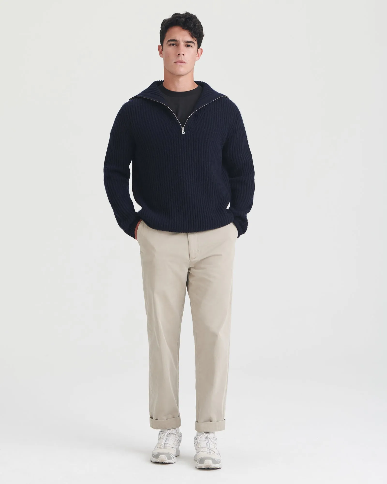Cashmino Premium Quality Quarter-Zip Sweater in English