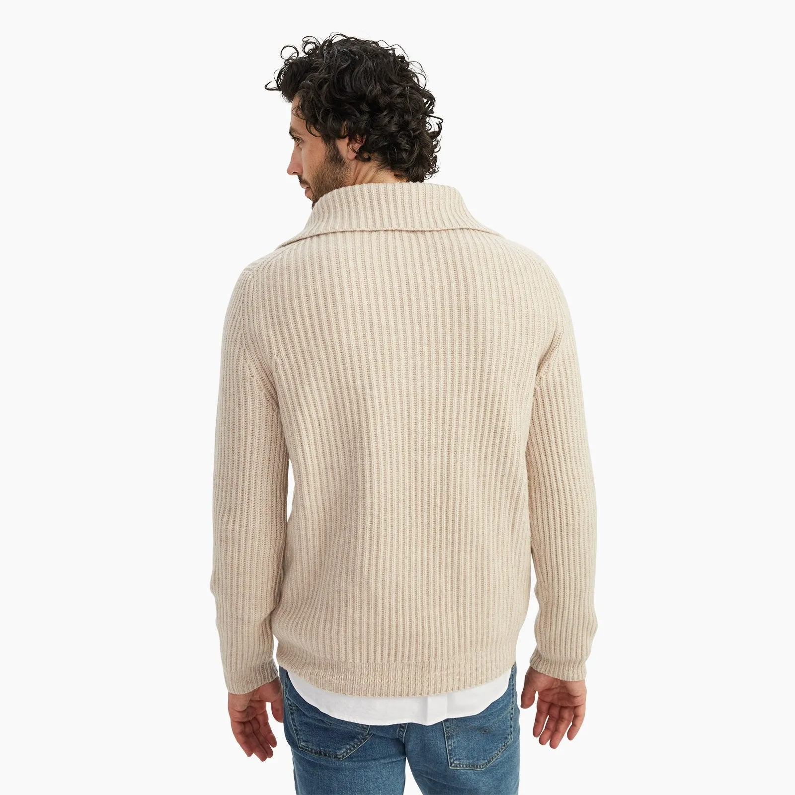 Cashmino Premium Quality Quarter-Zip Sweater in English
