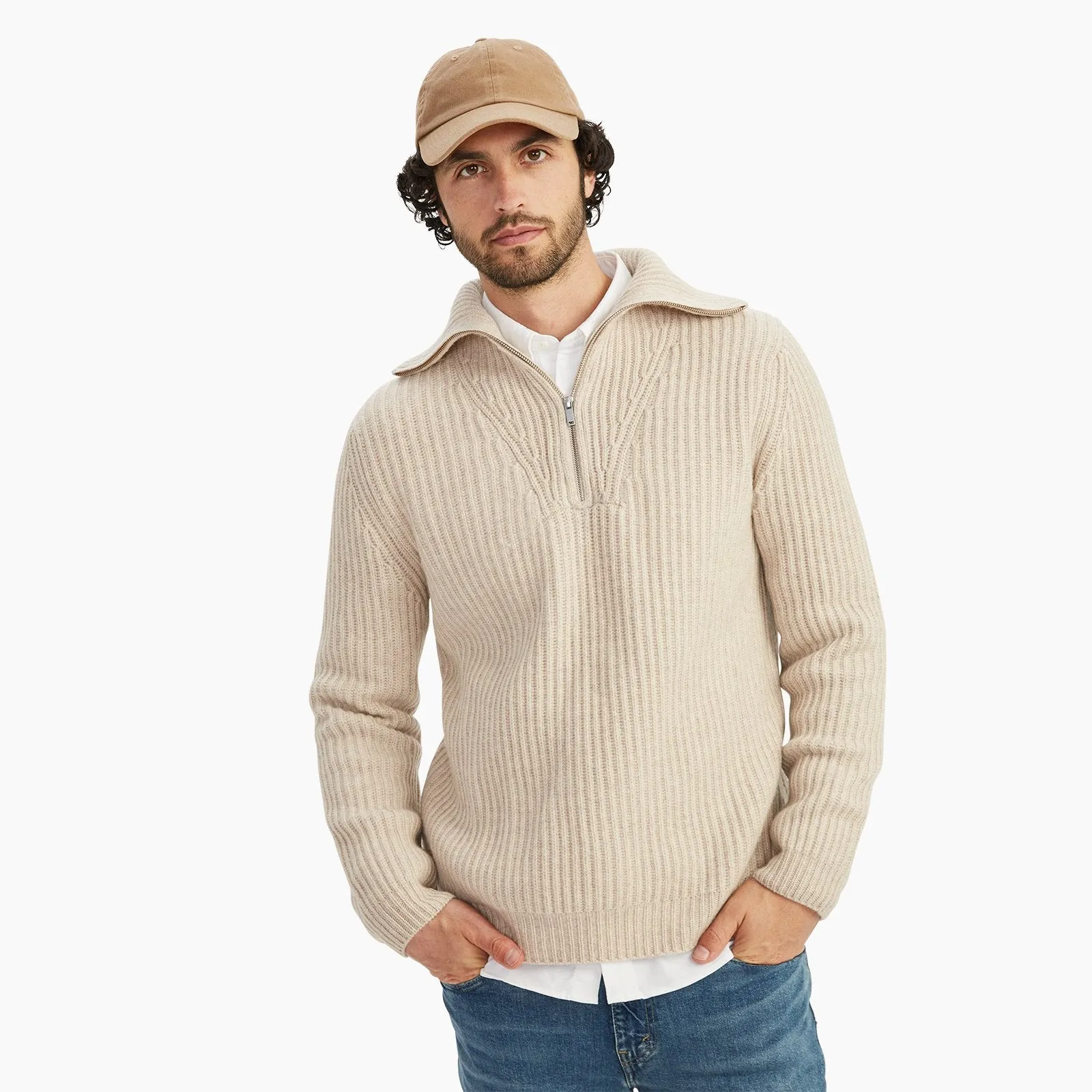 Cashmino Premium Quality Quarter-Zip Sweater in English