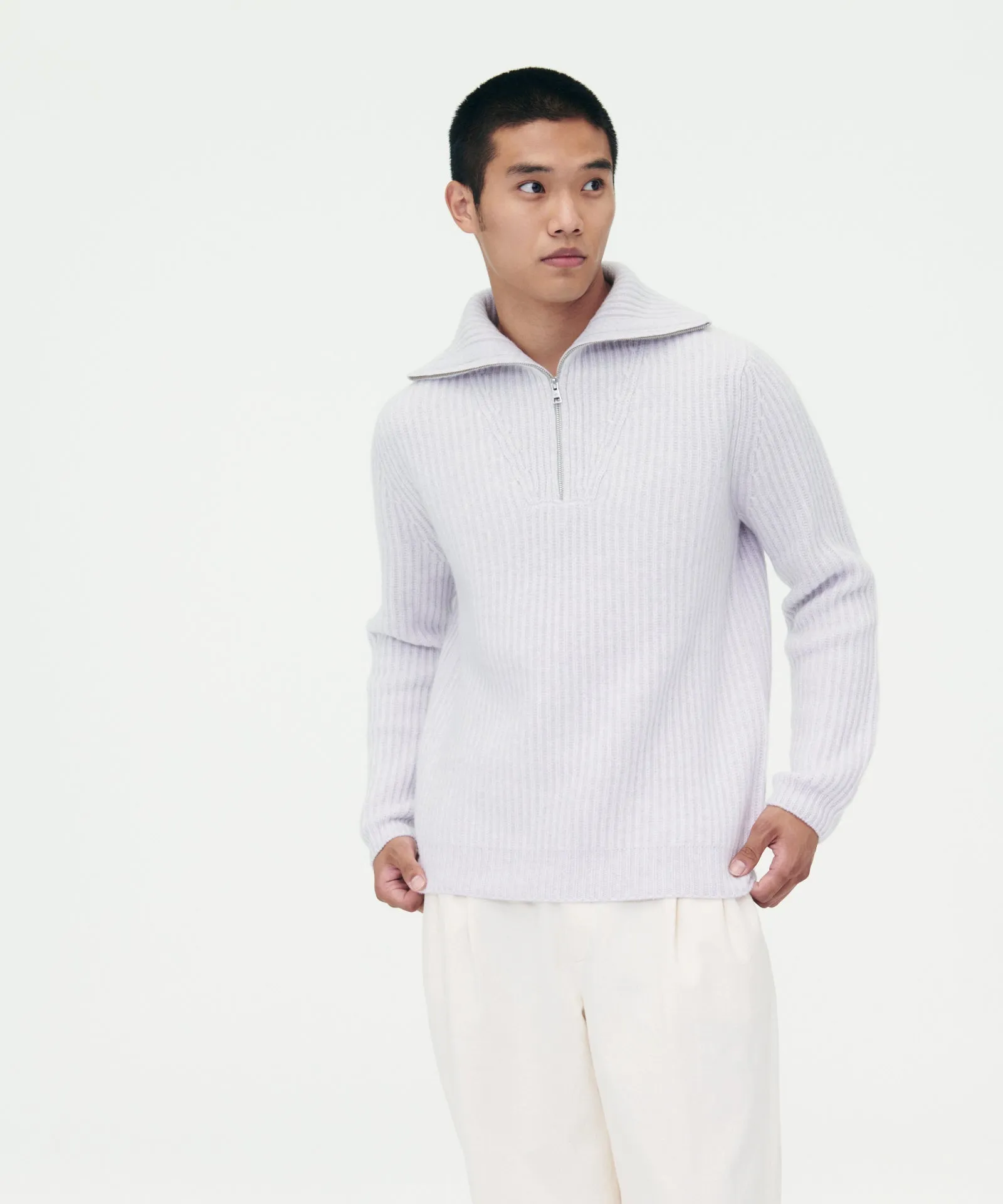 Cashmino Premium Quality Quarter-Zip Sweater in English