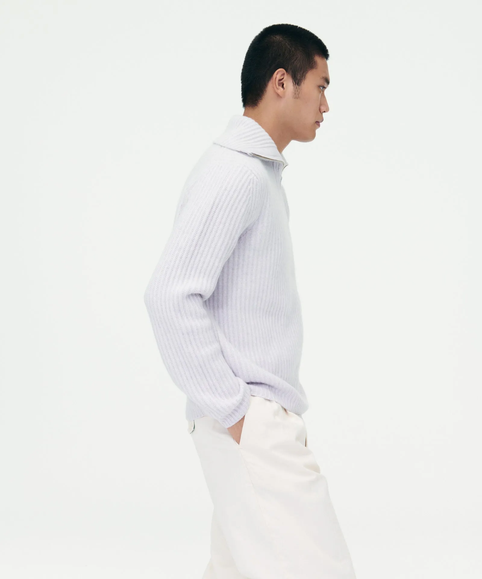 Cashmino Premium Quality Quarter-Zip Sweater in English