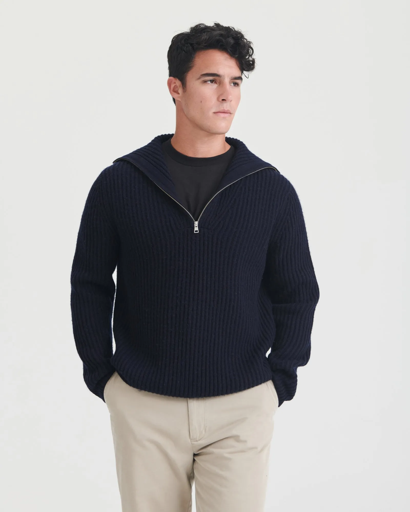 Cashmino Premium Quality Quarter-Zip Sweater in English