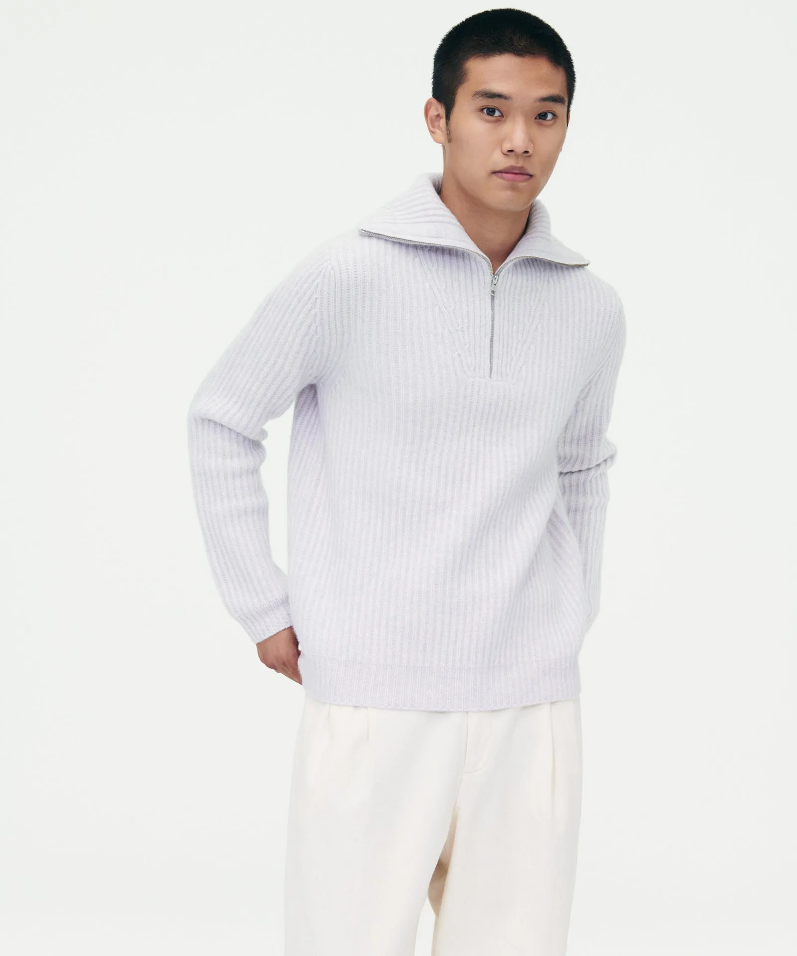 Cashmino Premium Quality Quarter-Zip Sweater in English
