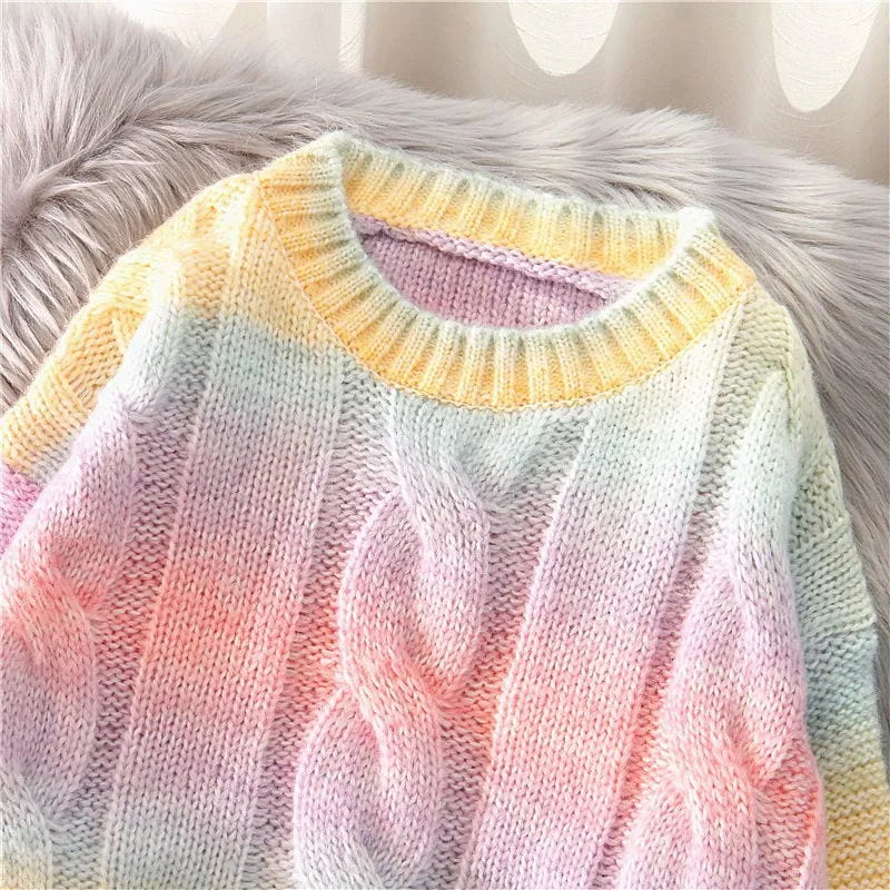 Casual Colorful Rainbow Loose Sweatshirt