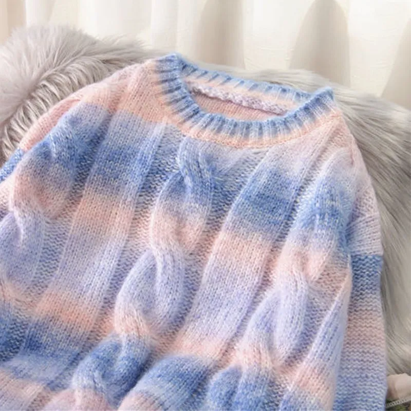 Casual Colorful Rainbow Loose Sweatshirt
