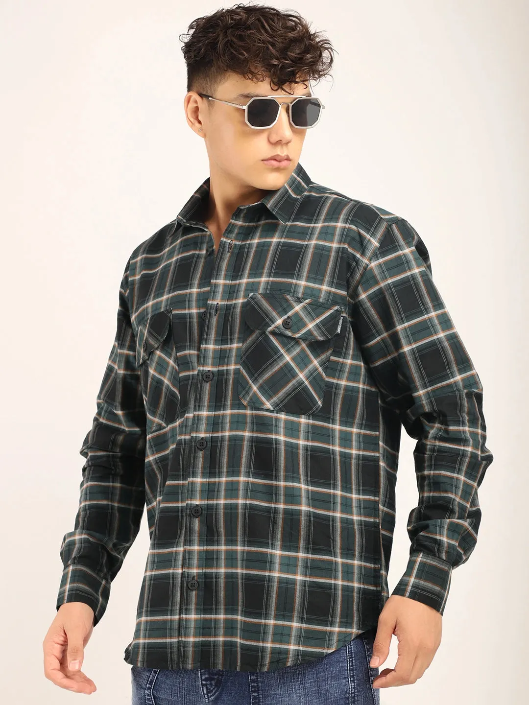 Checksque Dark Grey Full Sleeve Check Shirt