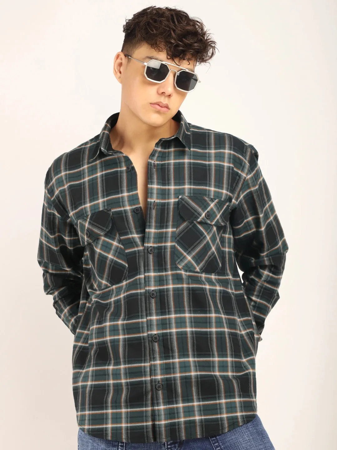 Checksque Dark Grey Full Sleeve Check Shirt