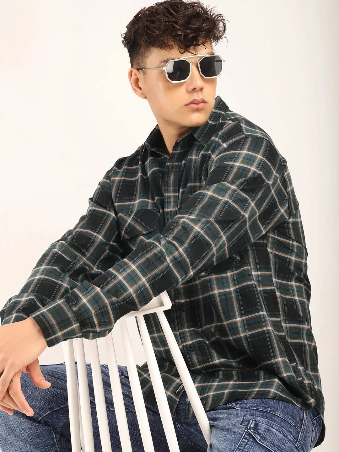 Checksque Dark Grey Full Sleeve Check Shirt