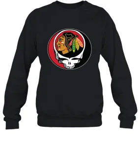 Chicago Blackhawks Grateful Dead Steal Your Face Hockey NHL Adult Sweatshirt