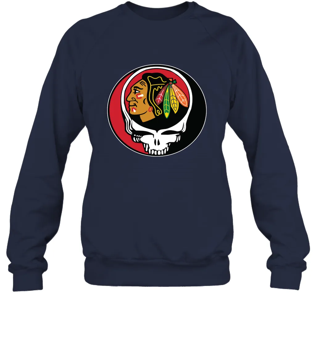 Chicago Blackhawks Grateful Dead Steal Your Face Hockey NHL Adult Sweatshirt