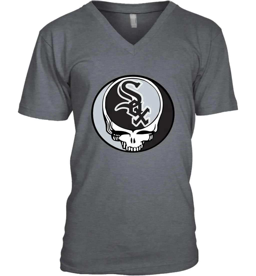 Chicago White Sox Grateful Dead Steal Your Face Baseball Mens V-Neck T-Shirt