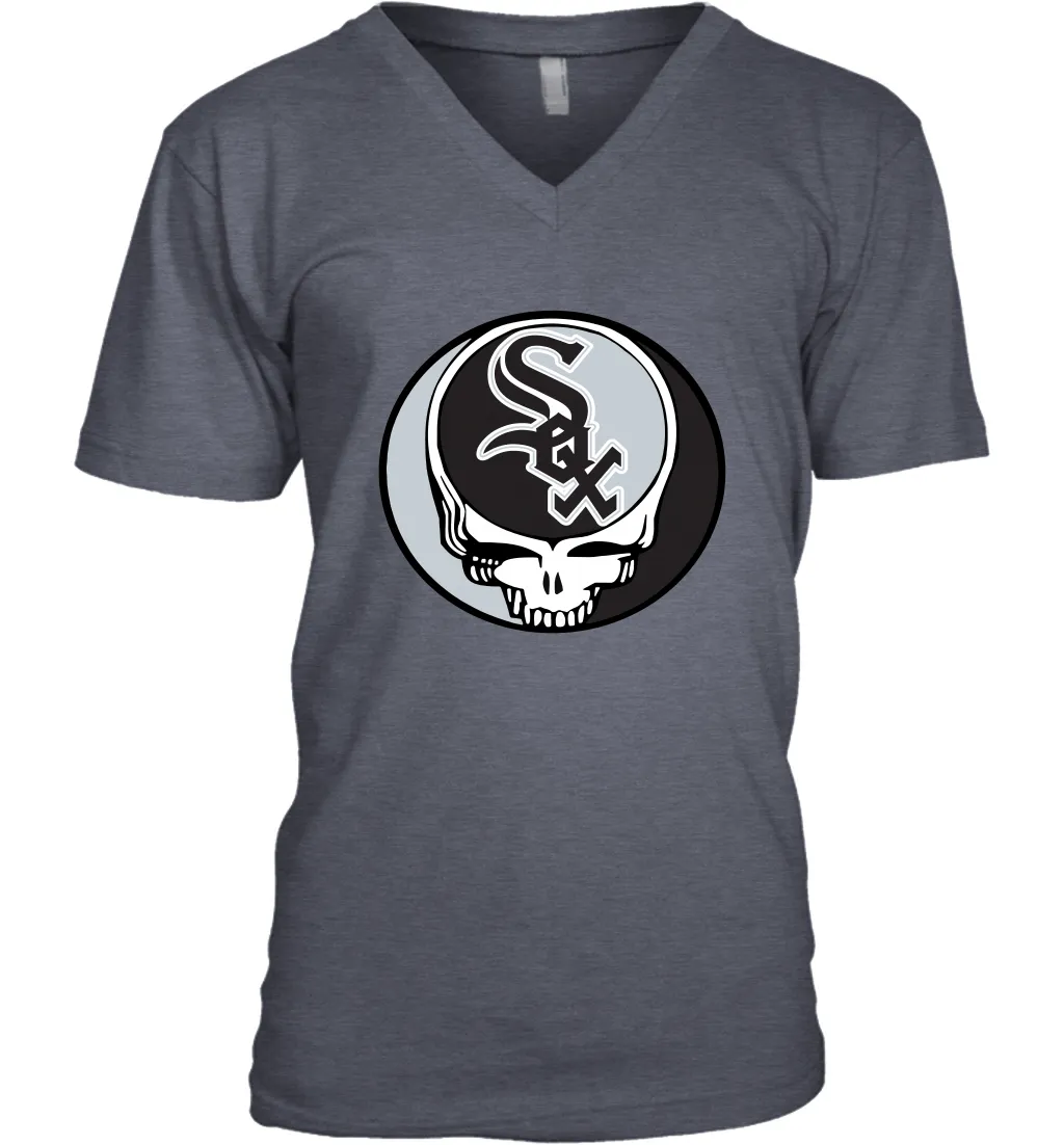 Chicago White Sox Grateful Dead Steal Your Face Baseball Mens V-Neck T-Shirt