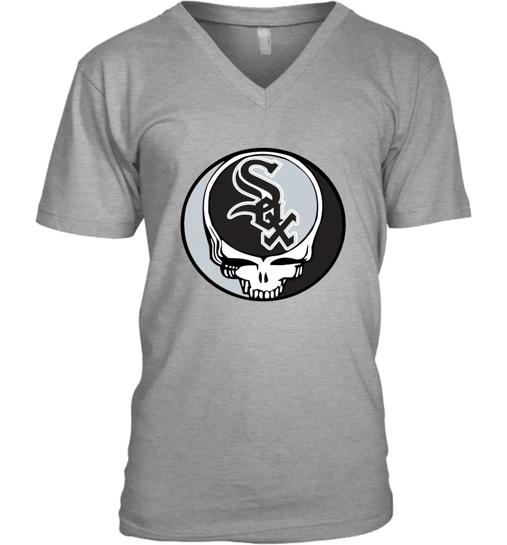 Chicago White Sox Grateful Dead Steal Your Face Baseball Mens V-Neck T-Shirt