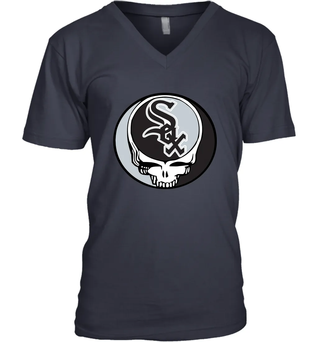 Chicago White Sox Grateful Dead Steal Your Face Baseball Mens V-Neck T-Shirt