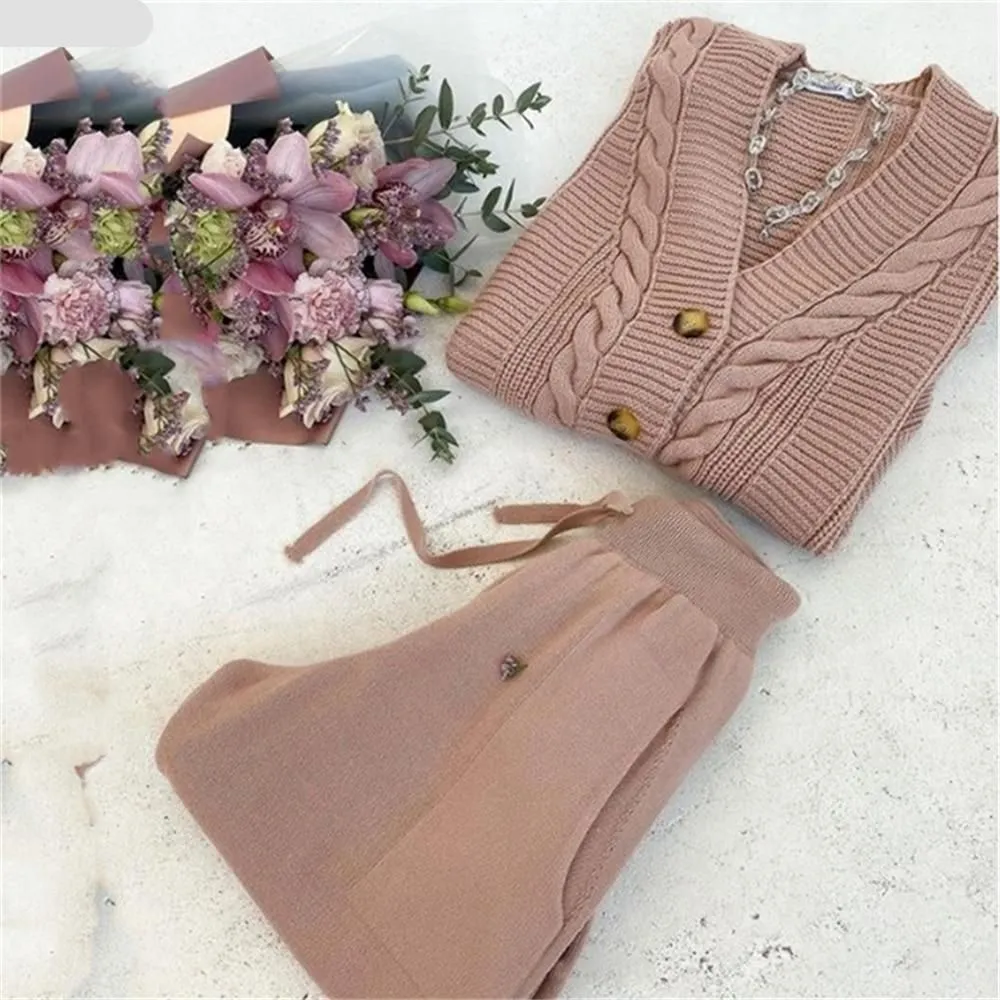 Chunky Knit Sweater and Pants Set Two Piece Loungewear Pajama Co ord