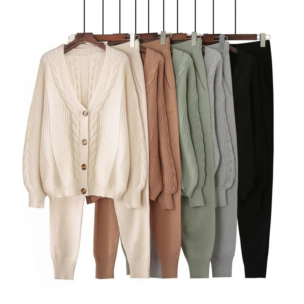 Chunky Knit Sweater and Pants Set Two Piece Loungewear Pajama Co ord