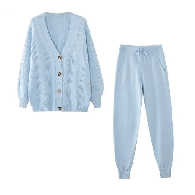 Chunky Knit Sweater and Pants Set Two Piece Loungewear Pajama Co ord