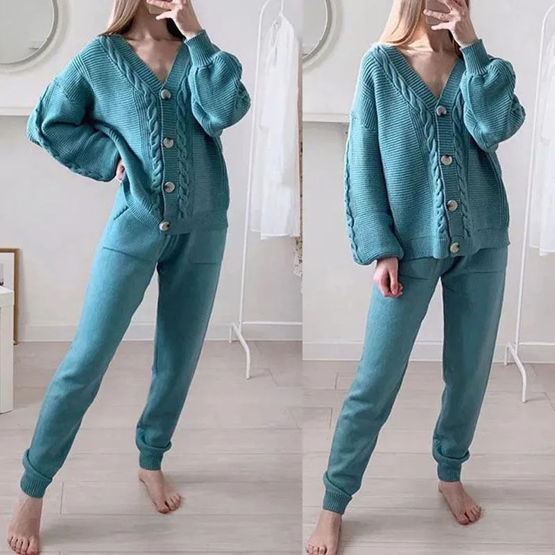 Chunky Knit Sweater and Pants Set Two Piece Loungewear Pajama Co ord