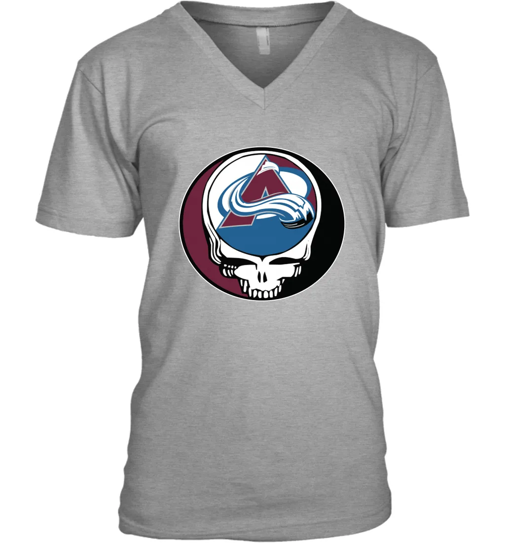 Colorado Avalanche Grateful Dead Steal Your Face Hockey NHL Mens V-Neck T-Shirt