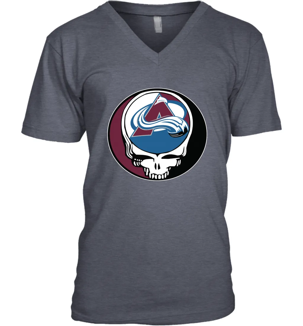 Colorado Avalanche Grateful Dead Steal Your Face Hockey NHL Mens V-Neck T-Shirt