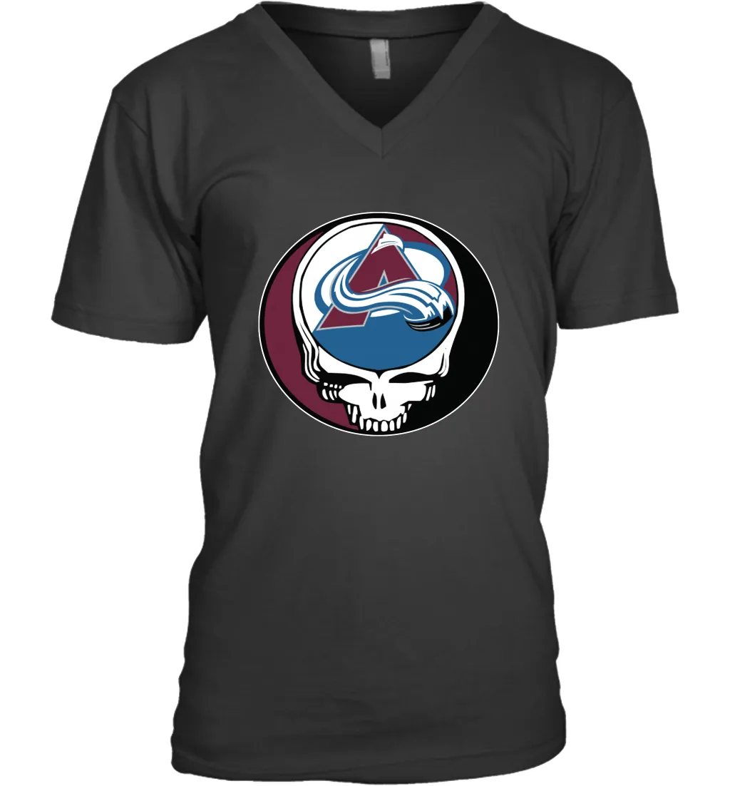 Colorado Avalanche Grateful Dead Steal Your Face Hockey NHL Mens V-Neck T-Shirt