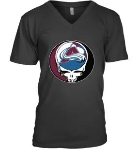 Colorado Avalanche Grateful Dead Steal Your Face Hockey NHL Mens V-Neck T-Shirt