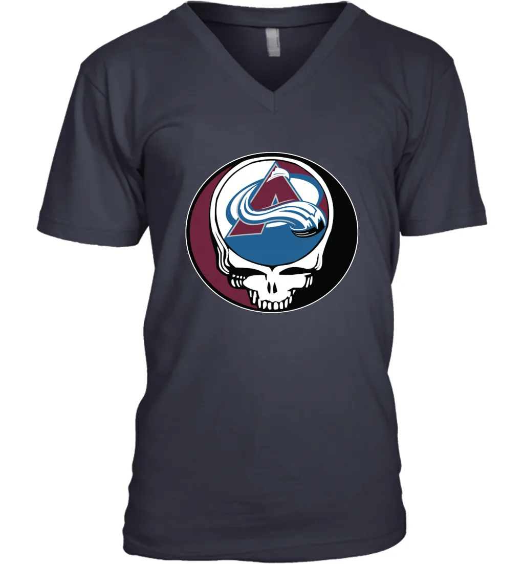 Colorado Avalanche Grateful Dead Steal Your Face Hockey NHL Mens V-Neck T-Shirt