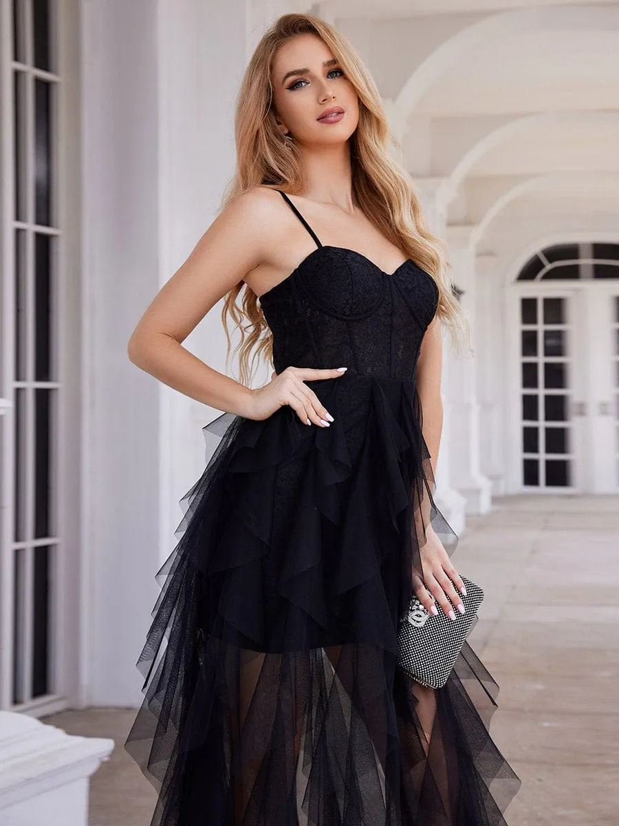 Corset Top Sweetheart See-Through Tulle Sleeveless Formal Evening Dress