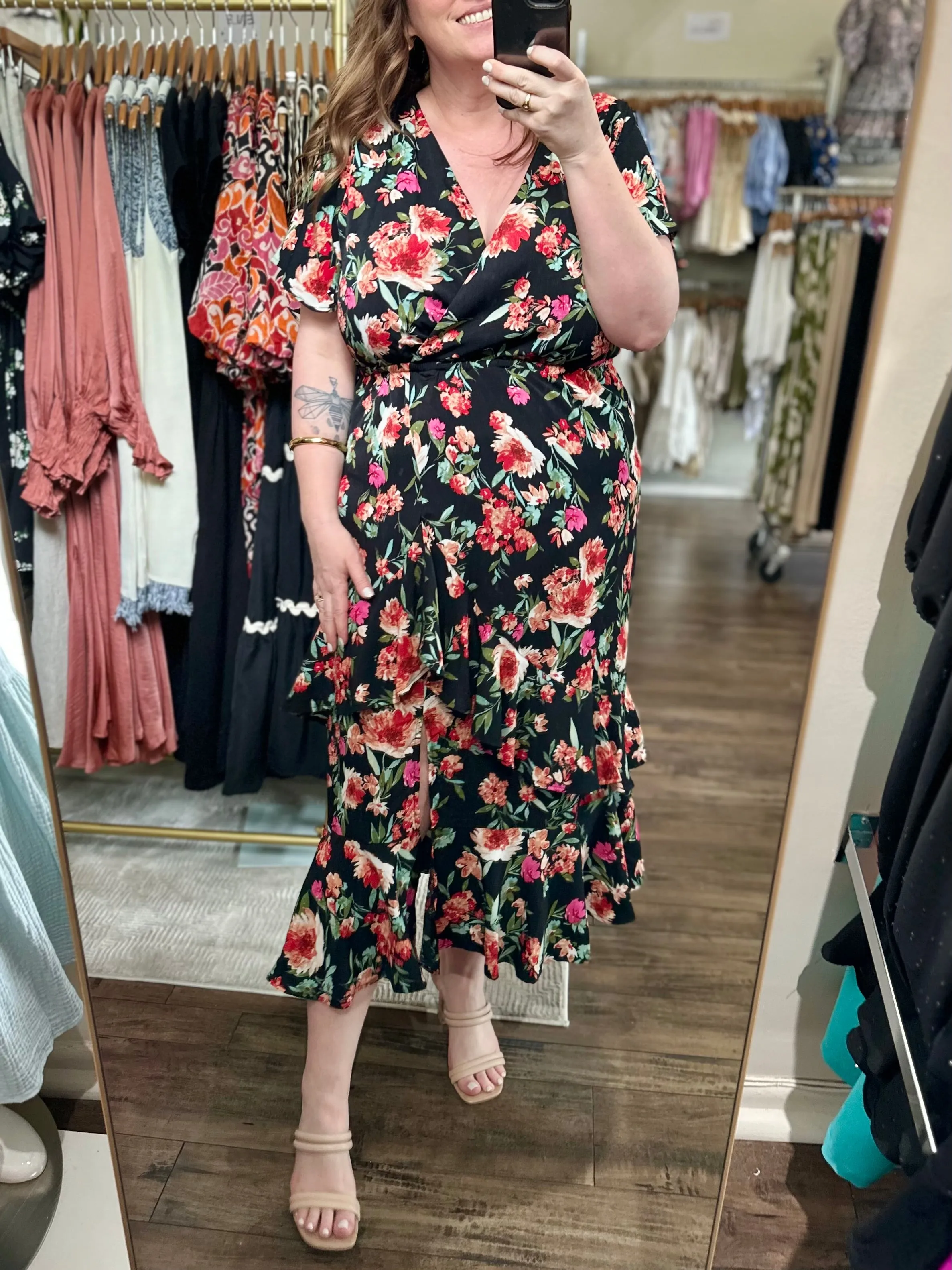 Curvy Floral Midi Dress