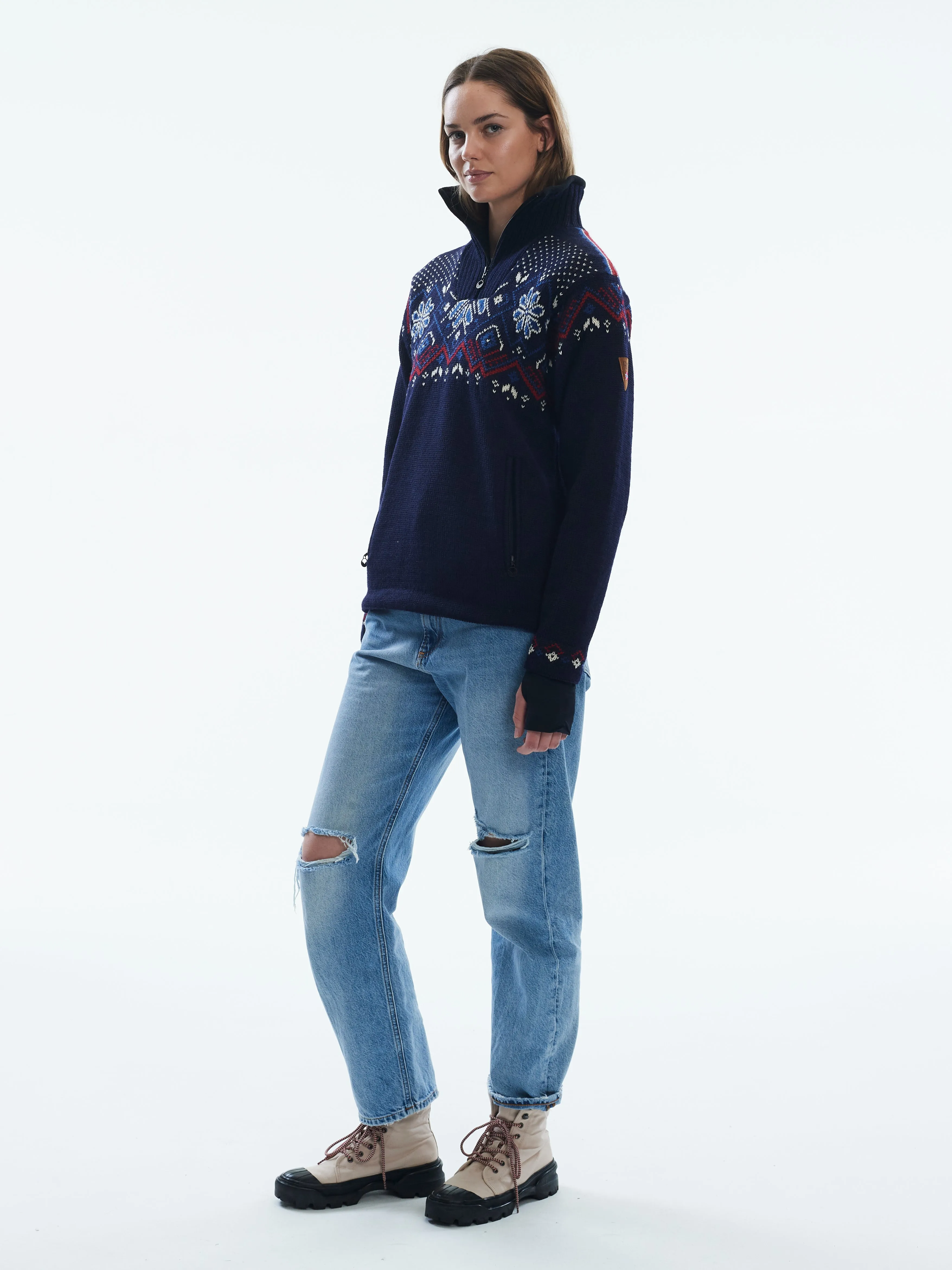 Womens Weatherproof Sweater - Fongen Navy by Dale of Norway