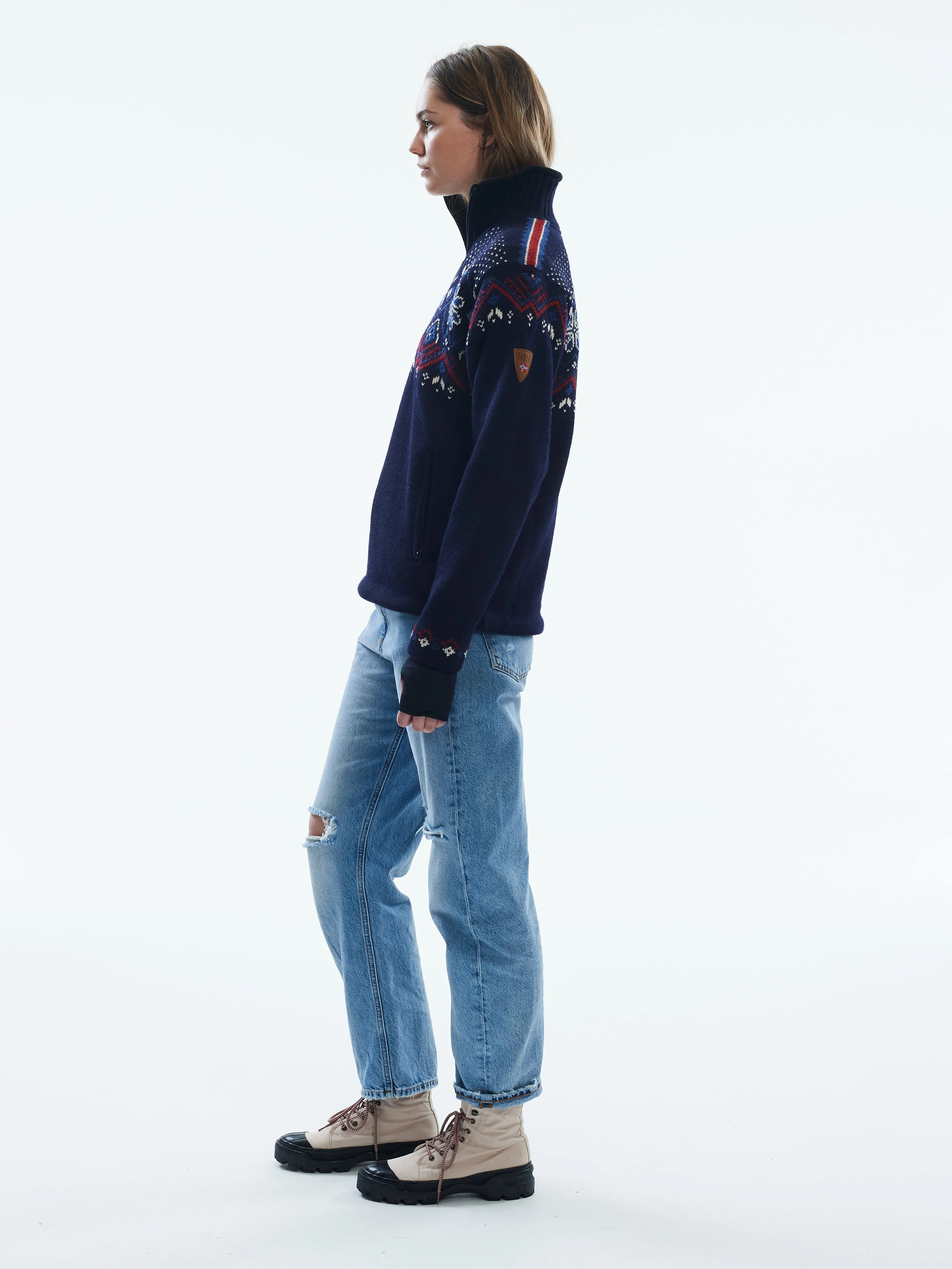Womens Weatherproof Sweater - Fongen Navy by Dale of Norway
