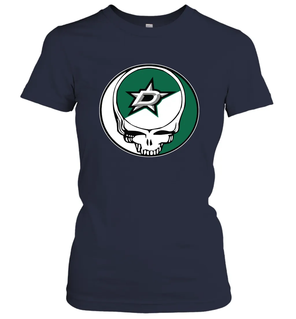 Dallas Stars Grateful Dead Steal Your Face Hockey NHL Womens T-Shirt