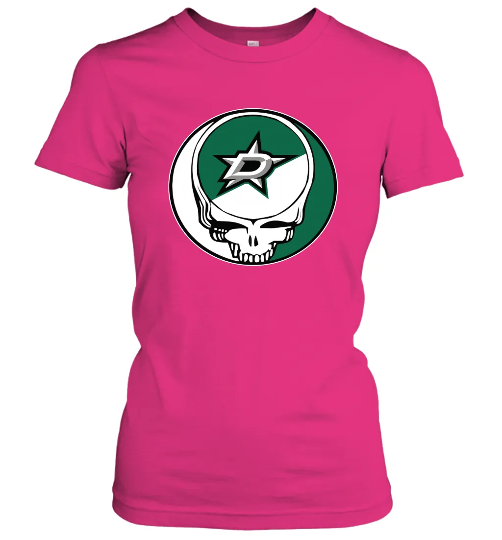 Dallas Stars Grateful Dead Steal Your Face Hockey NHL Womens T-Shirt
