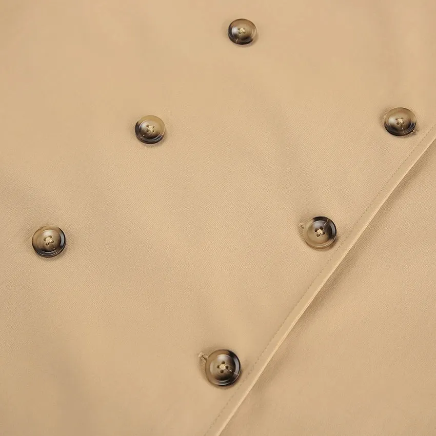 Double-Breasted Long Trench Coat