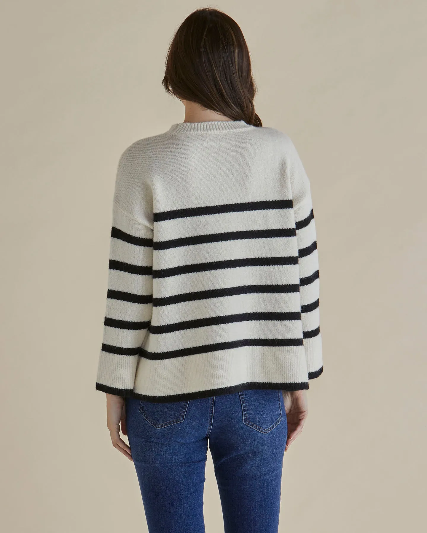 Edith Knit Jumper - Cream/Black Stripe