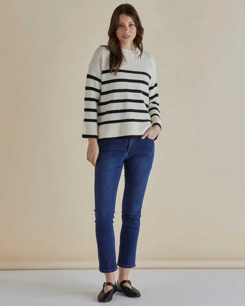 Edith Knit Jumper - Cream/Black Stripe