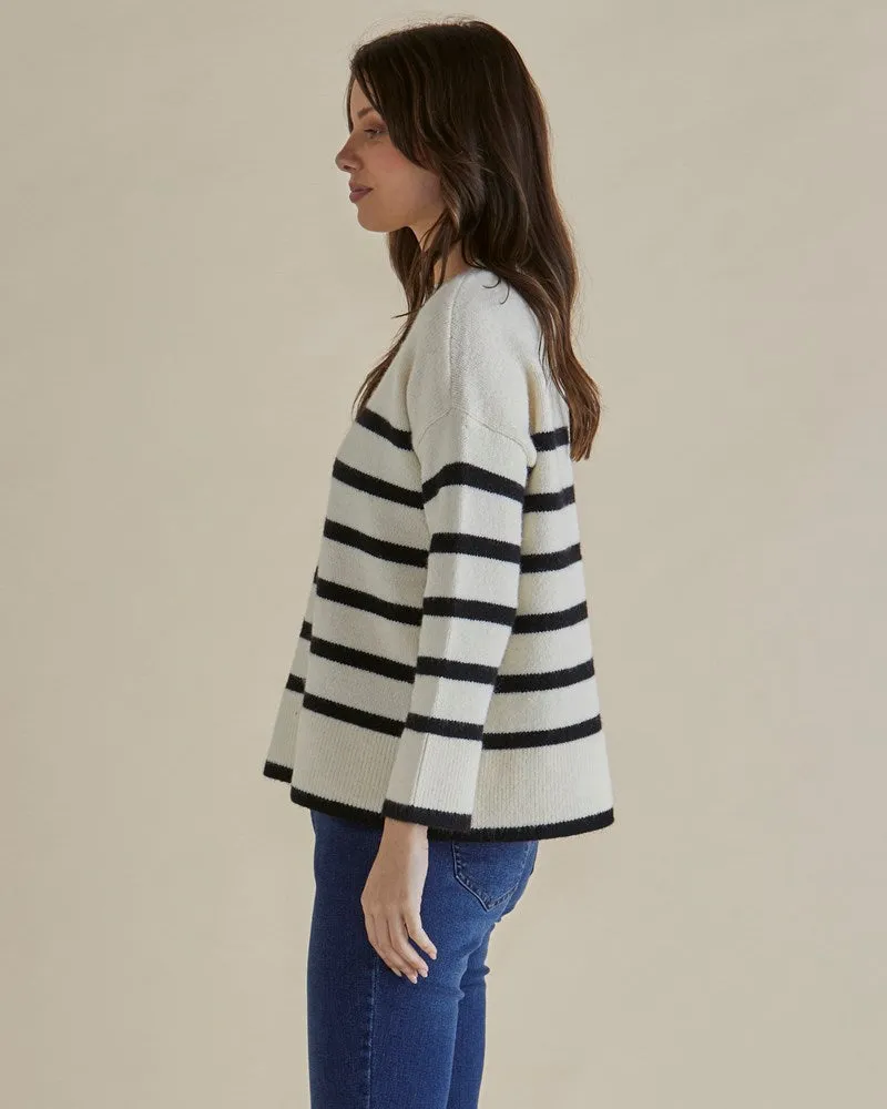 Edith Knit Jumper - Cream/Black Stripe