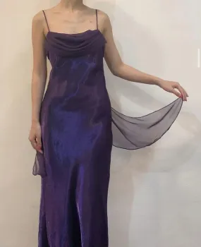 Elegant Formal Wear Dresses Spaghetti Straps Purple Sheath Prom Dress Vintage Formal Party Dress